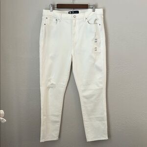 Gap Women’s Size 14R white High Rise Vintage Slim Distressed Denim Jeans